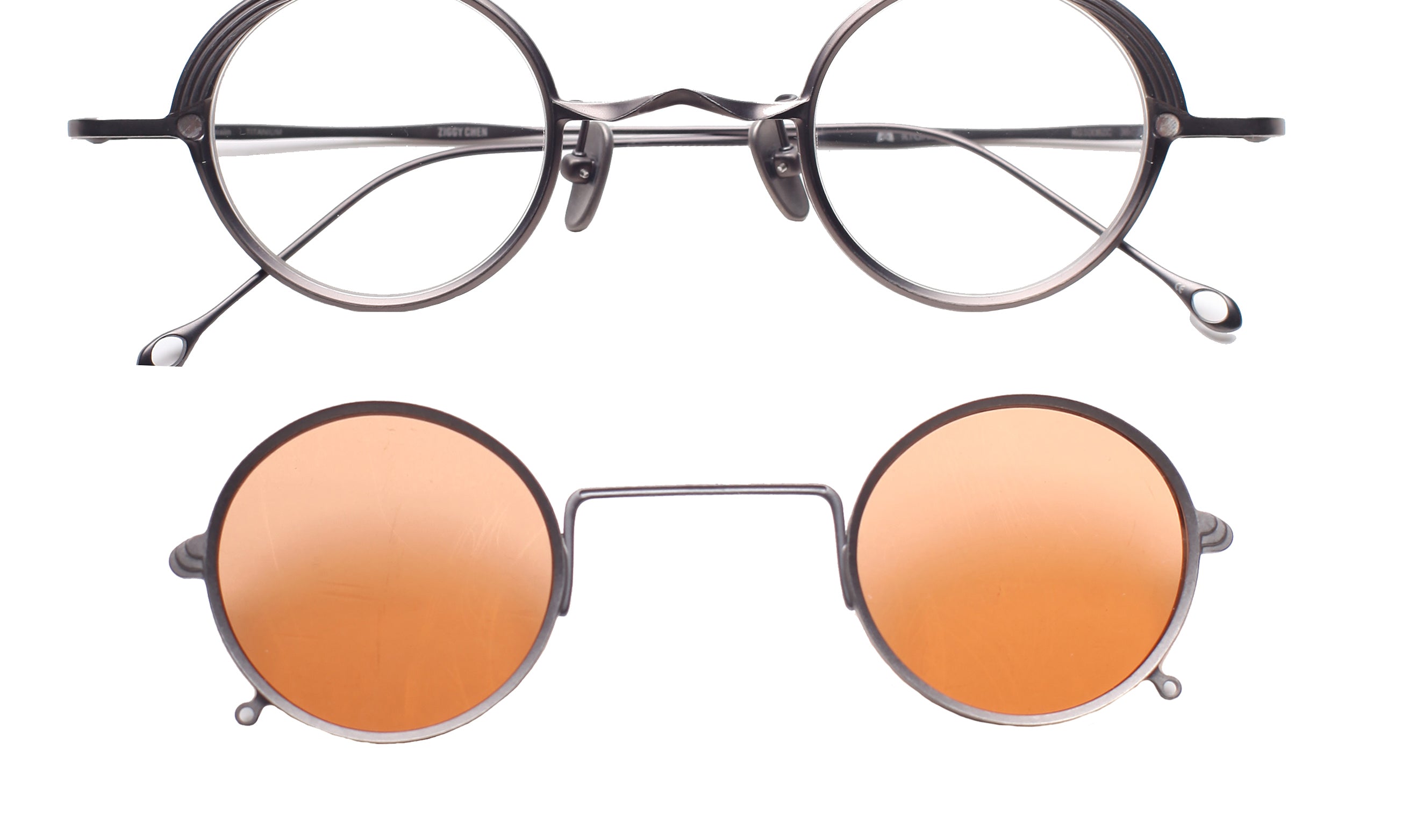 Rigards RG 1008 Ziggy Chen antique gray clip titanium Front