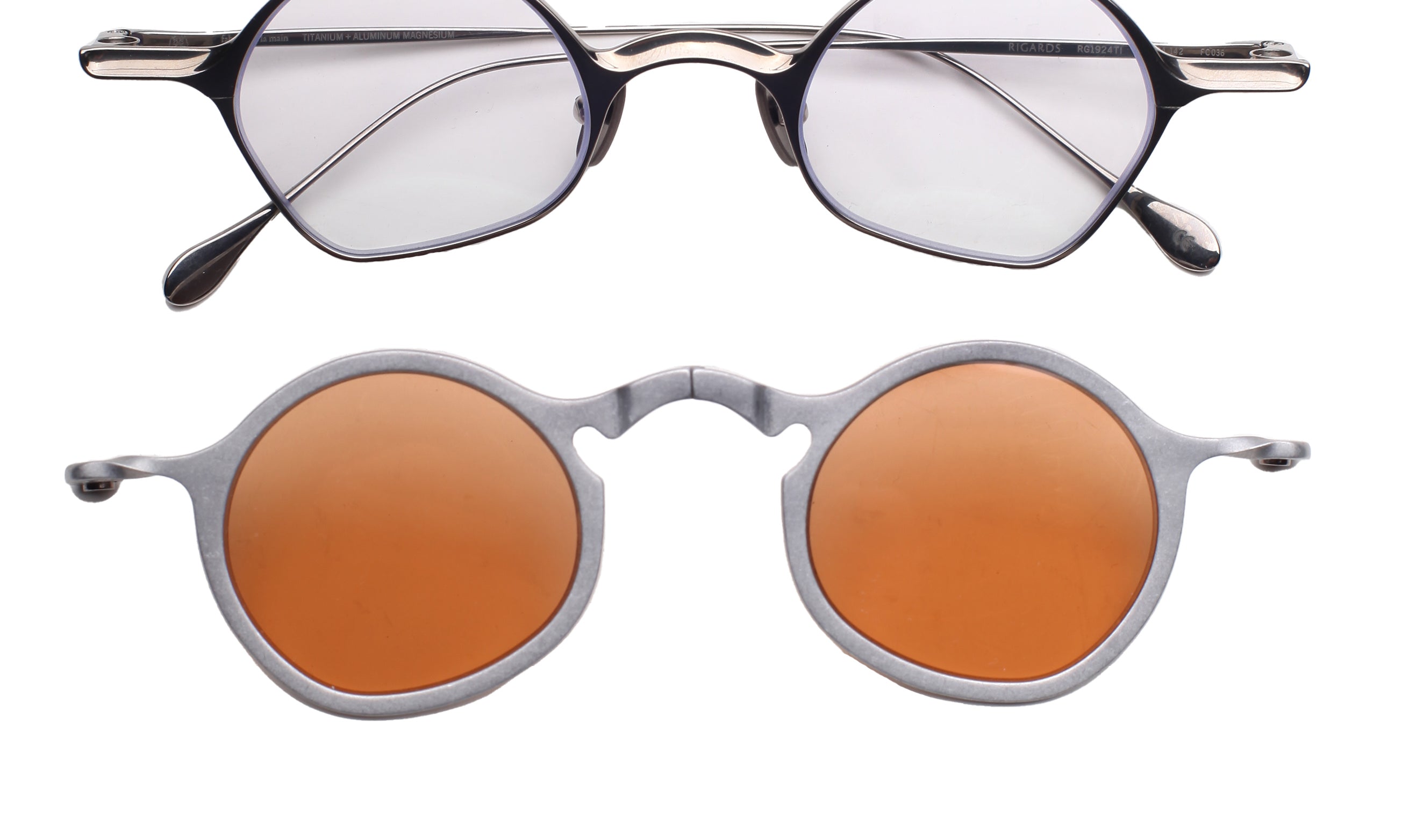 Rigards RG 1924 ti gray clip folding salmon lenses Front