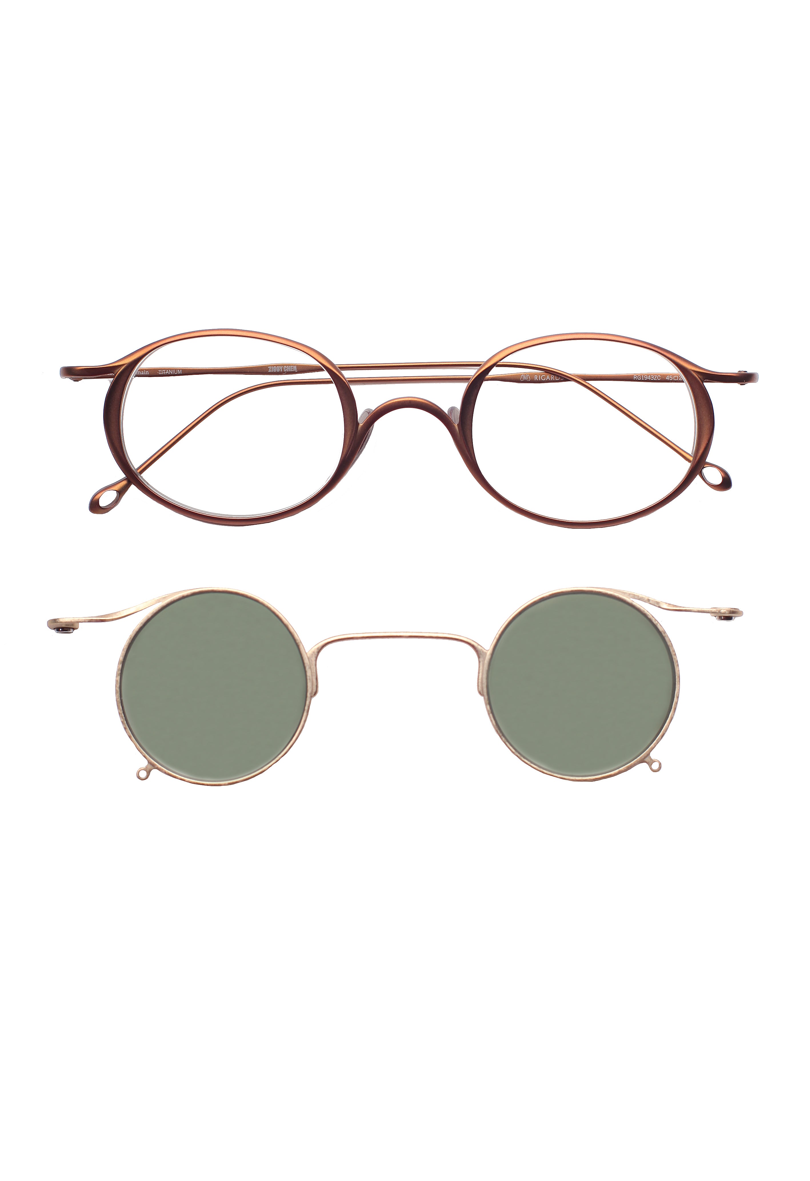 Rigards RG 1943 ZC Ziggy Chen antique bronze gold green clipon separated